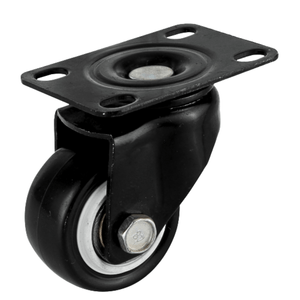 Garrucha giratoria de 1-1/2" con rueda de Poliuretano negra Carga: 40 kg. - RYG
