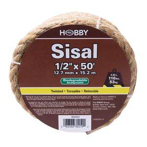 Cuerda de Sisal fibra natural de 1/2", rollo con 15 mts. | HOBBY PRO