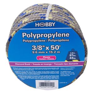 Cuerda de Polipropileno trenzada de 3/8", gris, rollo con 15 mts. | HOBBY PRO