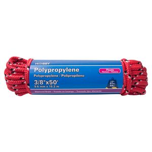 Cuerda de Polipropileno trenzada de 3/8", roja, atado con 15 mts. | HOBBY PRO