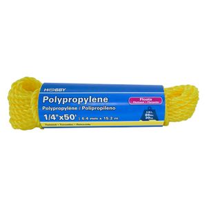Cuerda de Polipropileno torcida de 1/4", amarilla, atado con 15 mts. | HOBBY PRO