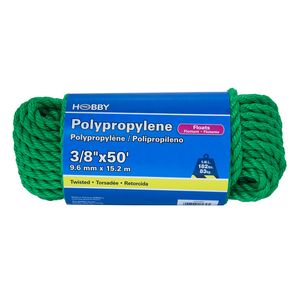 Cuerda de Polipropileno torcida de 3/8", color verde, atado con 15 mts. | HOBBY PRO