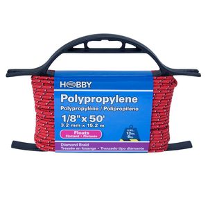 Cuerda de Polipropileno trenzada de 1/8", roja, con colgador de 15 mts. | HOBBY PRO