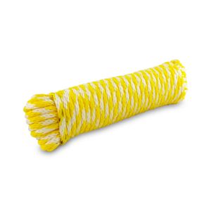 Cuerda de Polipropileno sólida de 1/4", blanca con amarillo, atado con 15 mts. | HOBBY PRO