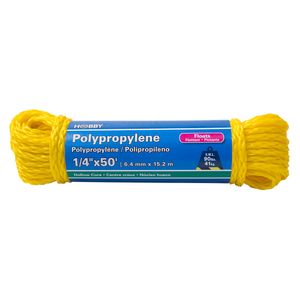 Cuerda de Polipropileno amarilla de centro hueco de 1/4", atado con 15 mts. | HOBBY PRO