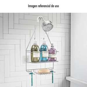 Organizador colgable para duchas metálico con acabado cromado. - SIMPLE SPACES