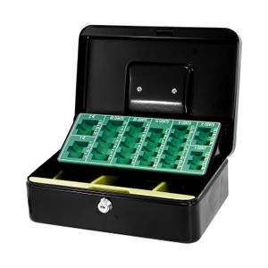 Caja de seguridad de 10" color negro para monedas. - MD
