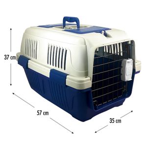 Transportador para mascotas pequeño de 57 x 37 x 35 cm color azul. - WRT