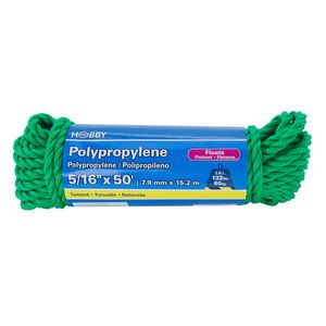 Cuerda de Polipropileno torcida de 5/16", color verde, atado con 15 mts. | HOBBY PRO