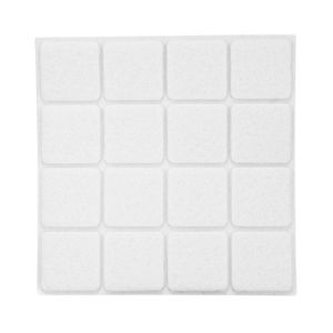 Resbalón cuadrado blanco de 22 mm en pack de 16 unidades para muebles. - K HOME