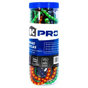 Amarras elásticas medianas con distintas medidas y ganchos metálicos Set x 8 unidades. - K PRO