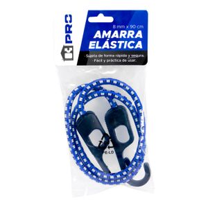 Amarra elástica de 90 cm x 8 mm con ganchos plásticos. - K PRO