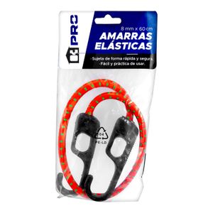 Amarra elástica de 60 cm x 8 mm con ganchos plásticos. - K PRO