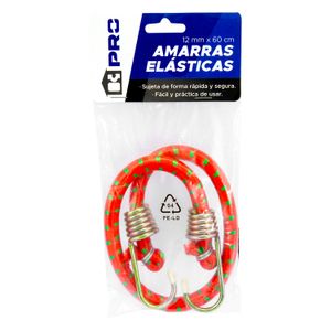 Amarra elástica de 60 cm x 12 mm con ganchos metálicos. - K PRO