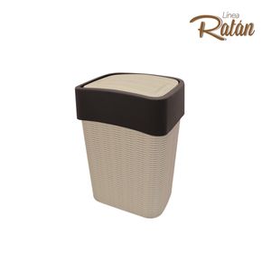 Tacho Ratan Vaiven Slim de 10 lts con tapa removible y protección UV color beige. - CASA PICA