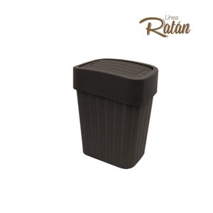 Tacho Ratan Vaiven Slim de 10 lts con tapa removible tipo vaiven y protección UV color café. - CASA PICA