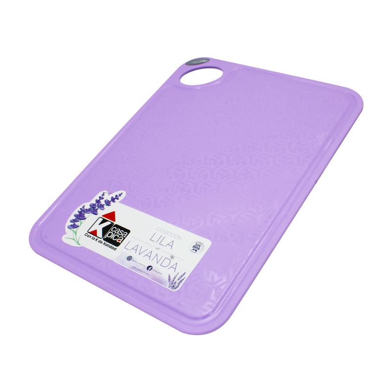 Tabla-de-picar-plastica-con-superficie-doble-para-carnes-y-vegetales.-Incluye-un-asa-manual-de-transporte.-Violeta-PICA