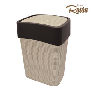Tacho Ratan Vaiven Slim de 40 lts con tapa removible tipo vaiven y protección UV color beige. - CASA PICA