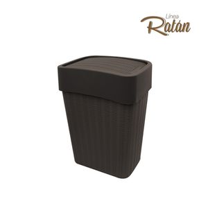Tacho Ratan Vaiven Slim de 25 lts con tapa removible tipo vaiven y protección UV color café. - CASA PICA