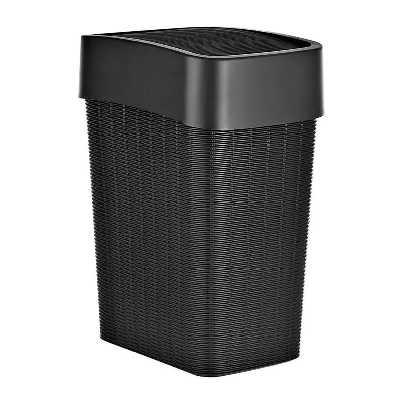 Tacho-plastico-rectangular-SLIM-de-25-litros-de-capacidad--de-diseño-RATAN-con-tapa-extraible-tipo-vaiven