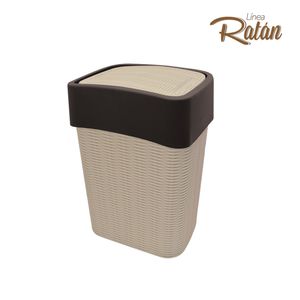 Tacho Ratan Vaiven Slim de 25 lts con tapa removible tipo vaiven y protección UV color beige. - CASA PICA