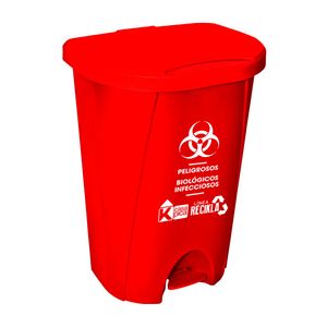Tacho de reciclaje Verona de 50 lts con pedal color rojo. - CASA PICA