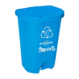 Tacho de reciclaje Verona de 50 lts con pedal color celeste. - CASA PICA