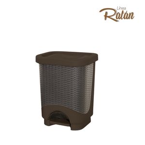 Tacho Dual Ratan de 8 lts con pedal color café. - CASA PICA