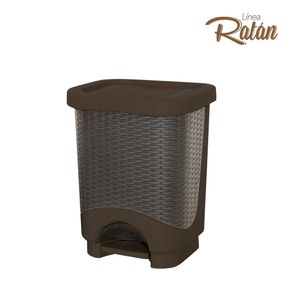 Tacho Dual Ratan de 24 lts con pedal color café. - CASA PICA