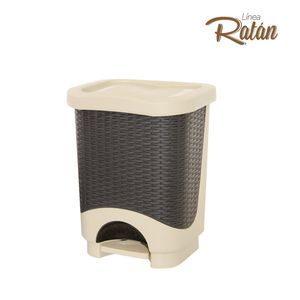 Tacho Dual Ratan de 24 lts con pedal color beige. - CASA PICA