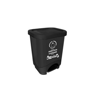 Tacho Dual de reciclaje con pedal de 24 lts negro. - CASA PICA