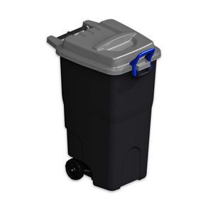 Tacho Capo Cuadrado de 120 lts con tapa plana, manija tipo clic azul y ruedas. - CASA PICA