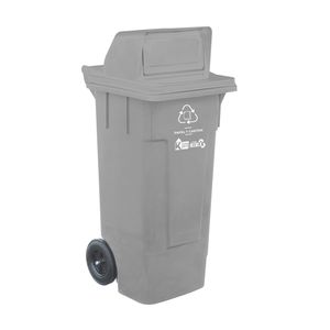 Tacho de reciclaje Herkules de 132 lts con tapa tipo buzon y ruedas traseras color gris. - CASA PICA