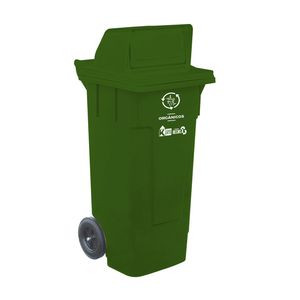 Tacho de reciclaje Herkules de 132 lts con tapa tipo buzon y ruedas traseras color verde. - CASA PICA