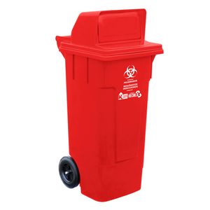 Tacho de reciclaje Herkules de 132 lts con tapa tipo buzon y ruedas traseras color rojo. - CASA PICA