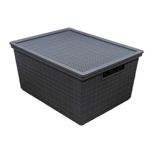 Canastilla Yute N°2 con tapa gris oscuro. - CASA PICA