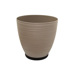 Macetero DECO RUSTIK café camel mediano 16,5 cm de diámetro tipo ondas. - CASA PICA