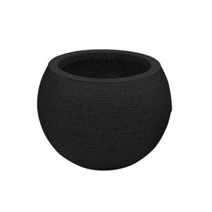 Maceta DECO STONE CALIZA redonda bajo de 15 lts negro. - CASA PICA