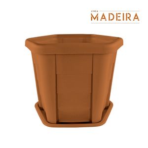 Macetero MADEIRA hexagonal grande de 18 lts color café cedro. - CASA PICA