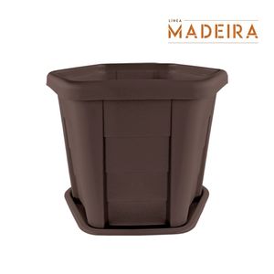 Macetero MADEIRA hexagonal grande de 18 lts color café oscuro. - CASA PICA