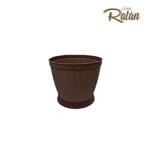 Macetero RATAN redondo chico de 13 cm de 4 lts café. - CASA PICA