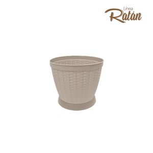 Macetero RATAN redondo chico de 13 cm de 4 lts beige. - CASA PICA