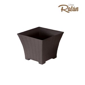 Macetero RATAN cuadrado mediano de 21 cm de 7 lts color café. - CASA PICA