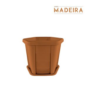 Macetero MADEIRA hexagonal chica de 7 lts color café cedro. - CASA PICA