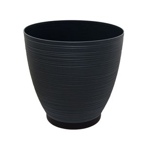 Macetero DECO RUSTIK grafito grande 31,5 cm de diámetro tipo ondas. - CASA PICA