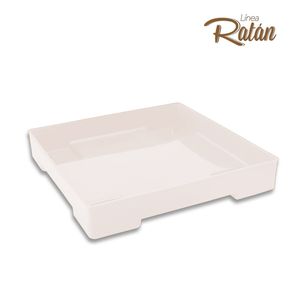 Base de macetero RATAN cuadrada color beige de 32 cm. - CASA PICA