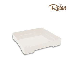 Base de macetero RATAN cuadrada color beige de 21 cm. - CASA PICA