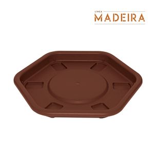 Base de macetero MADEIRA grande hexagonal color café cedro. - CASA PICA