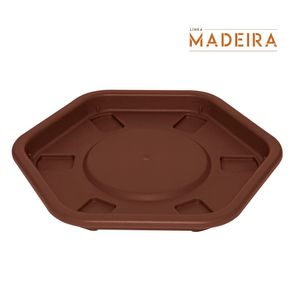 Base de macetero MADEIRA gigante hexagonal color café cedro. - CASA PICA