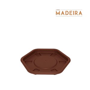 Base de macetero MADEIRA pequeña hexagonal color café cedro. - CASA PICA
